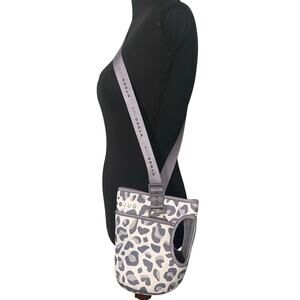 HydroJug Leopard Print Neoprene Water Bottle Crossbody Carrier Gray Crossbody